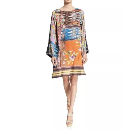 Johnny Was Dresses & Skirts - Johnny Was Womens Large Luna Colorful Silk Floral Geometric Boho Shift Dress